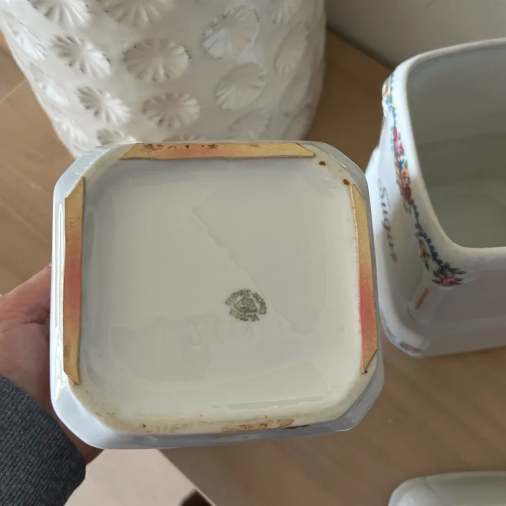 Vintage 1920s Victoria China Czechoslovakia Floral Flour & Sugar Canister Set